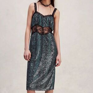 Anna Sui Free People Snakeskin Sequin Midi Dress